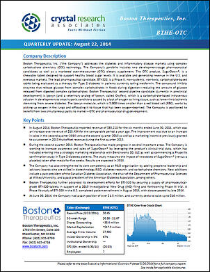 Boston Therapeutics Quarterly Update Cover
