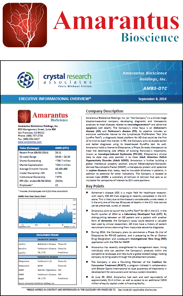 Amarantus AMBS Research