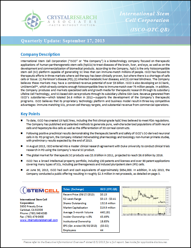 ISCO Quarterly Update Cover