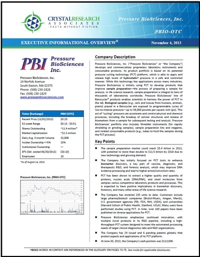 Pressure_BioSciences-PBIO-Quarterly-Update 11-01-2013