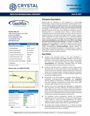 GeoVax Executive Informational Overview